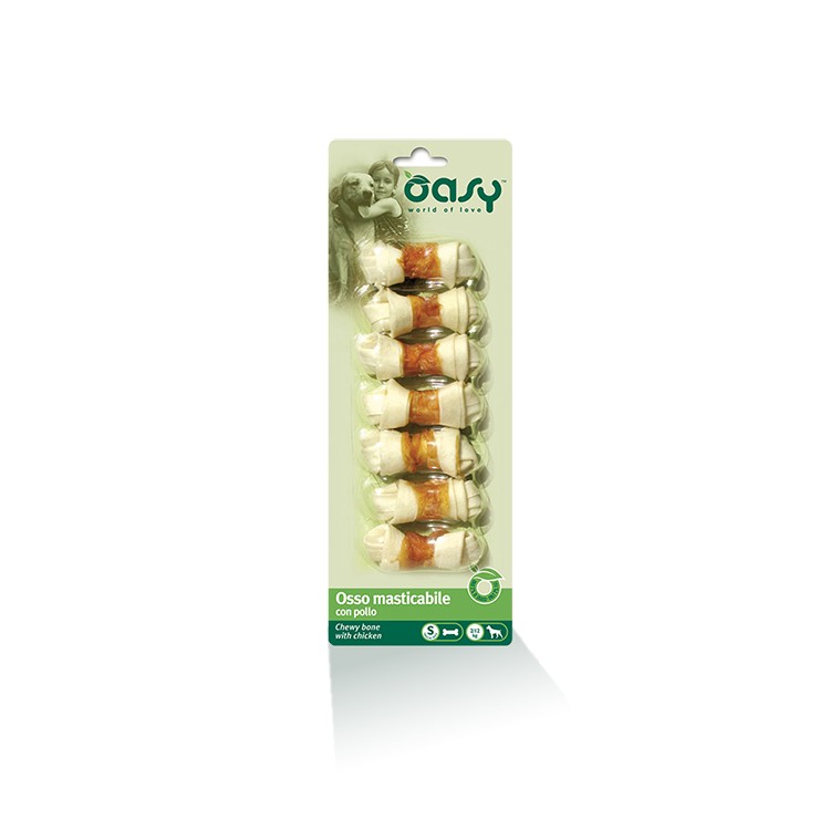 Oasy Snack Dog - OSSO masticabile con POLLO Tg S Blister 90 gr (6pz)