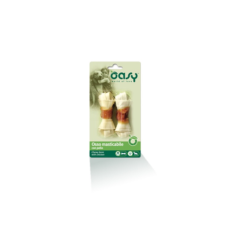 Oasy Snack Dog - OSSO masticabile con pollo Tg M Blister 56 gr (6pz)