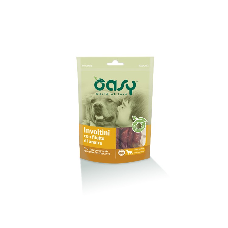 Oasy Snack Dog - INVOLTINI con filetto di anatra Busta 100 gr (12pz)