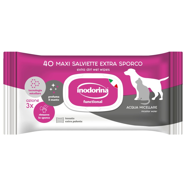 Inodorina Salviette Extra Sporco funzionali  Acqua Micellare 40pz